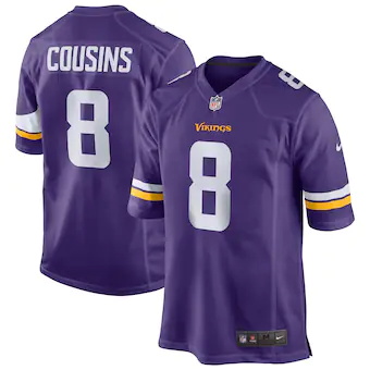 mens nike kirk cousins purple minnesota vikings game jersey